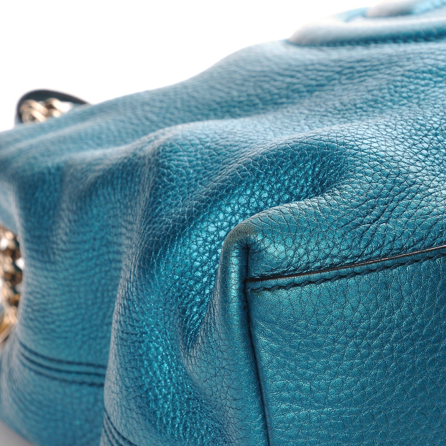 Gucci Metallic Cellarius Calfskin Medium Soho Chain Shoulder Bag Deep Cobalt 12 of 15