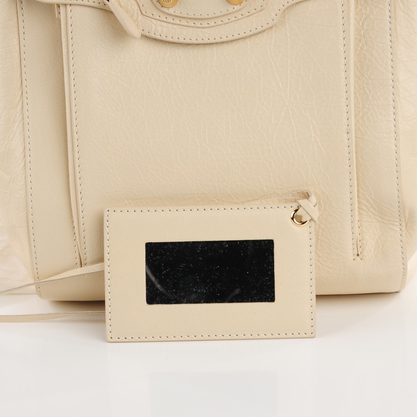Agneau Giant 12 Gold Hardware Zip Traveler Backpack Blanc Creme Light Craie
