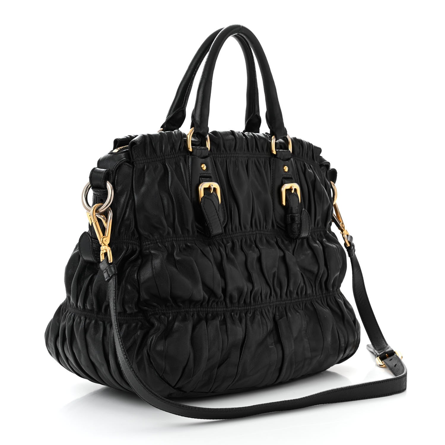 Prada Nappa Gaufre Tote Black 3 of 12