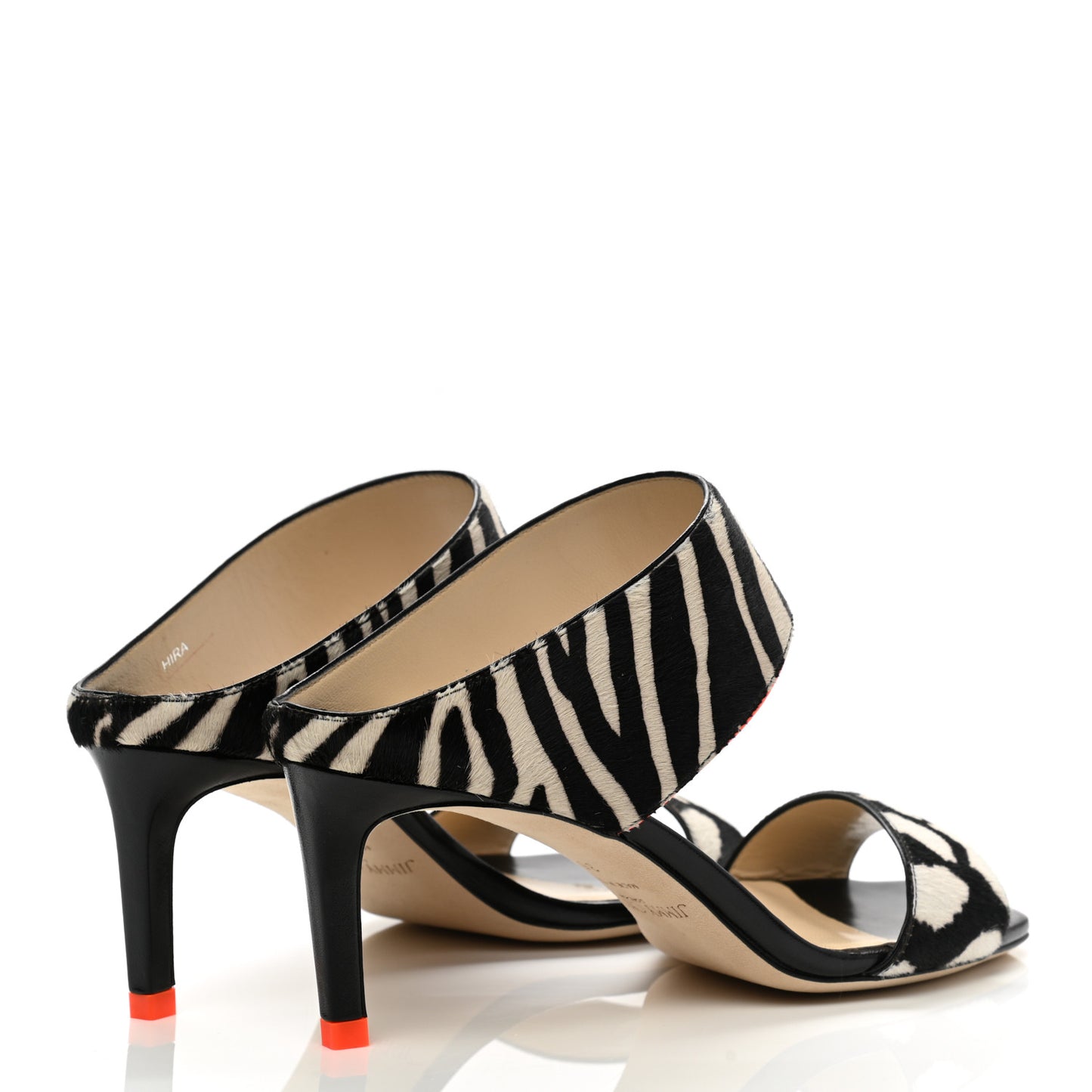 Pony Hair Animal Print Hira 65 Sandals 35 Black White Neon Orange