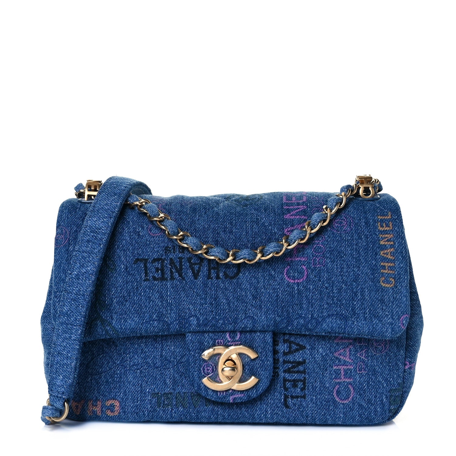 Chanel Denim Quilted Mini Denim Mood Rectangular Flap Blue Multicolor 1 of 10
