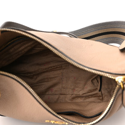 Prada Vitello Phenix Zippered Messenger Hobo Cammeo 5 of 11