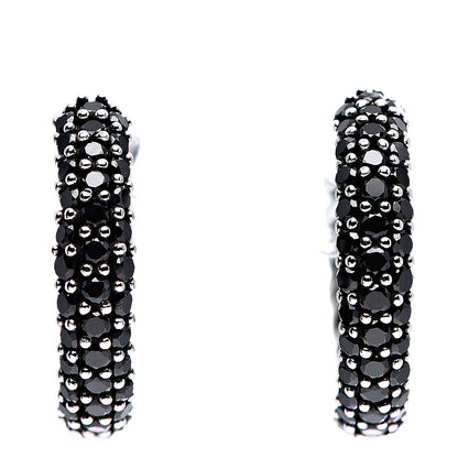 David Yurman Sterling Silver Black Diamond Petite Pave Huggie Hoop Earrings 1 of 3