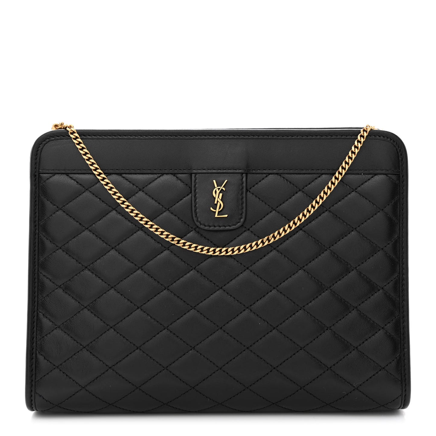 Lambskin Quilted Monogram Baby Victoire Chain Clutch Bag Black