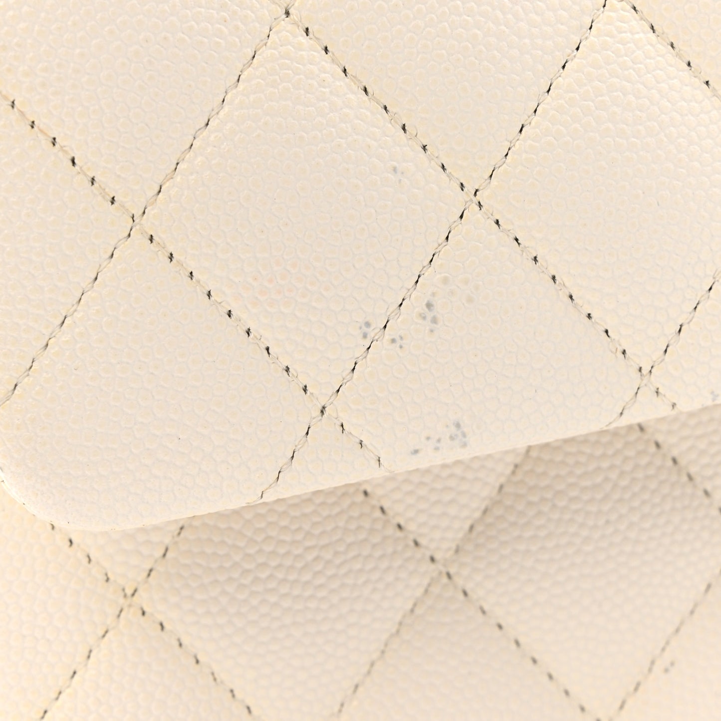 Caviar Quilted Medium Double Flap White