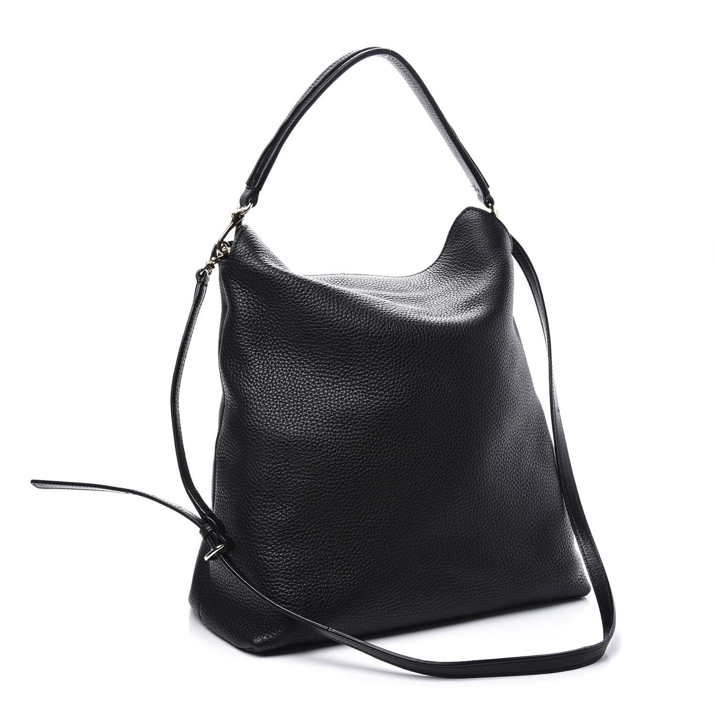 Grainy Calfskin Medium Cale Hobo Black