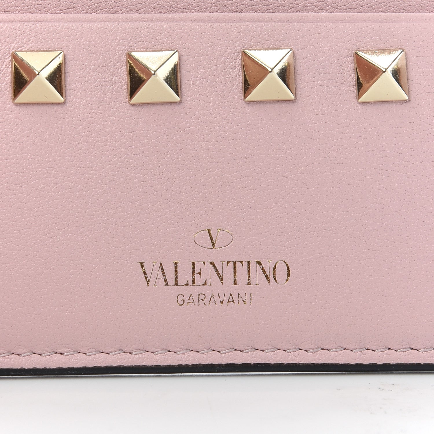 Valentino Garavani Vitello Rockstud Card Holder With Zipper Light Pink 7 of 8