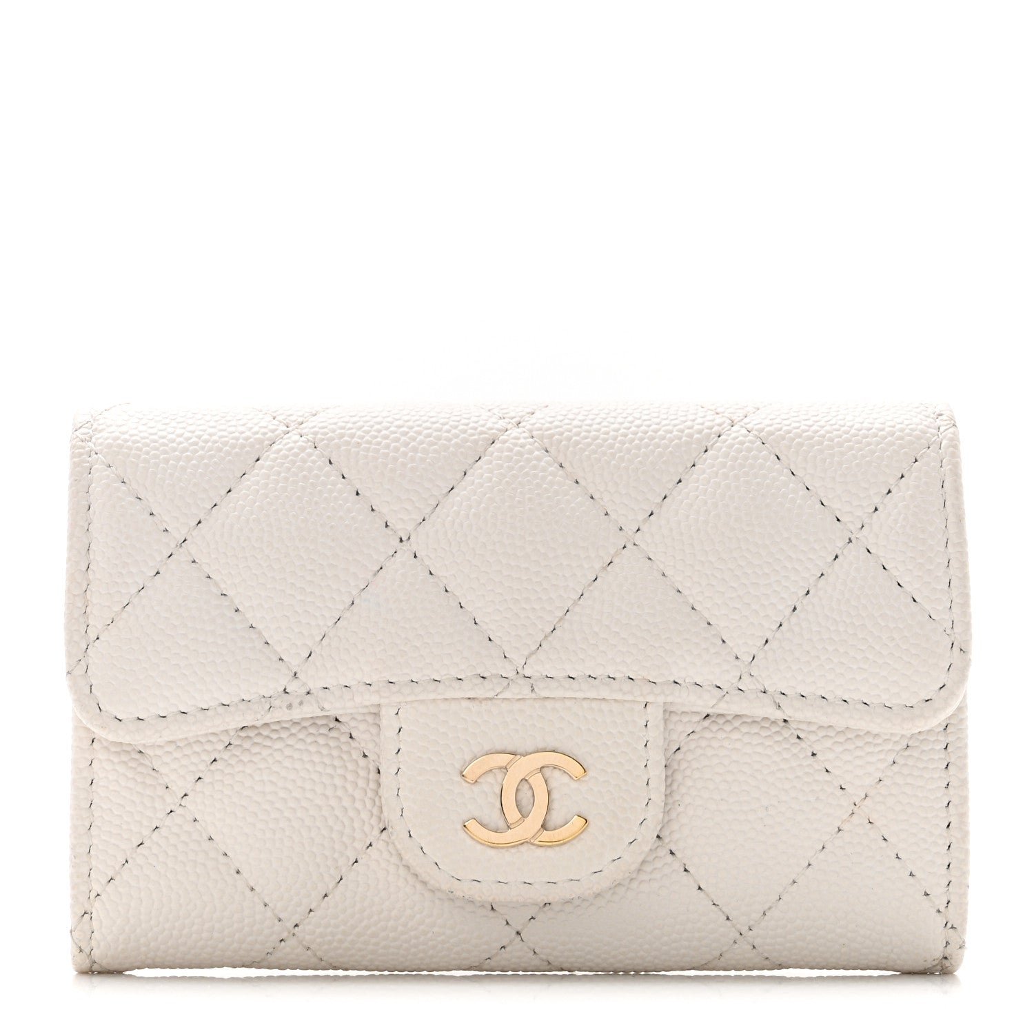 Chanel Caviar Quilted Flap Card Holder Wallet White 1 of 8
