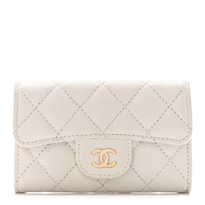 Chanel Caviar Quilted Flap Card Holder Wallet White 1 of 8