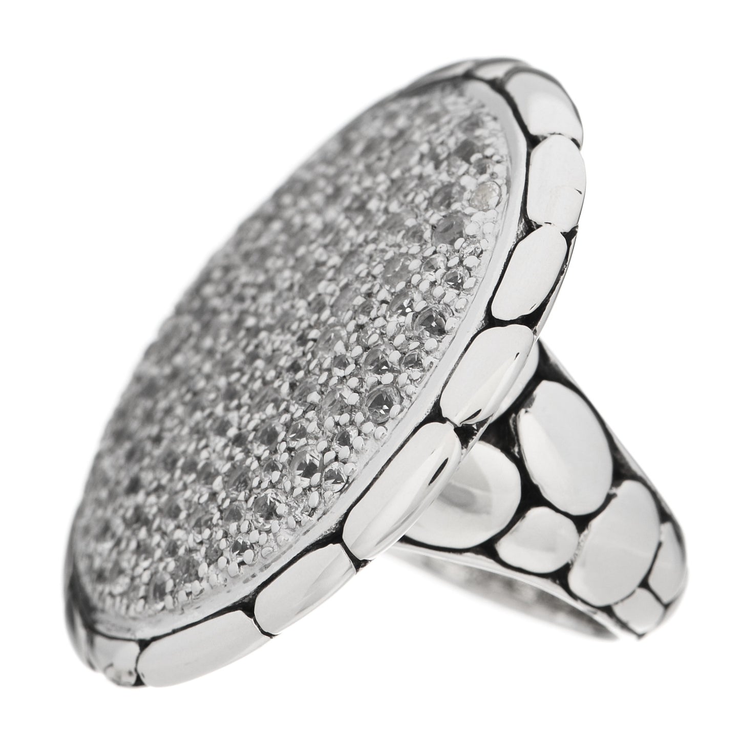 Sterling Silver White Sapphire Kali Lava Ring 54 6.75