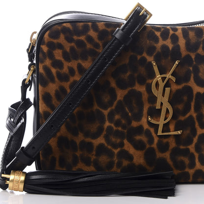 Saint Laurent Calfskin Leopard Print Monogram Lou Camera Bag Black 6 of 9
