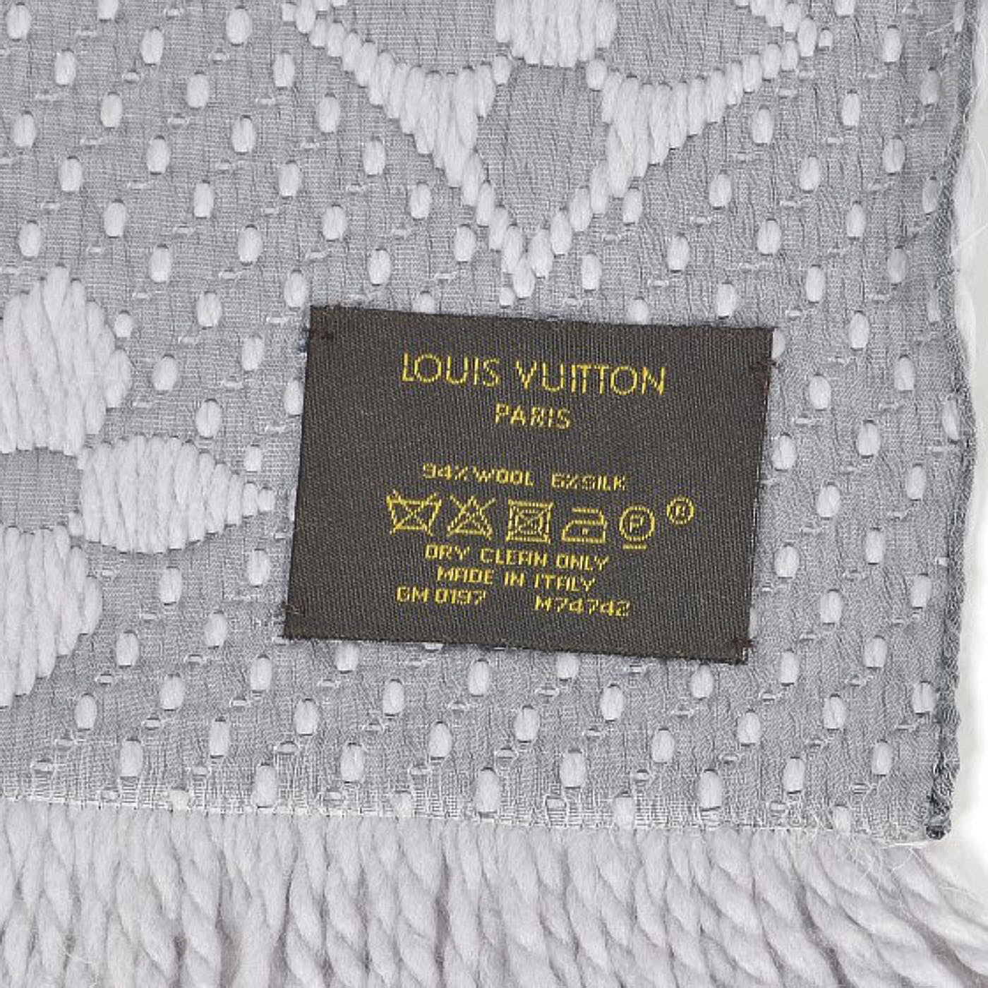 Wool Silk Logomania Scarf Pearl Grey