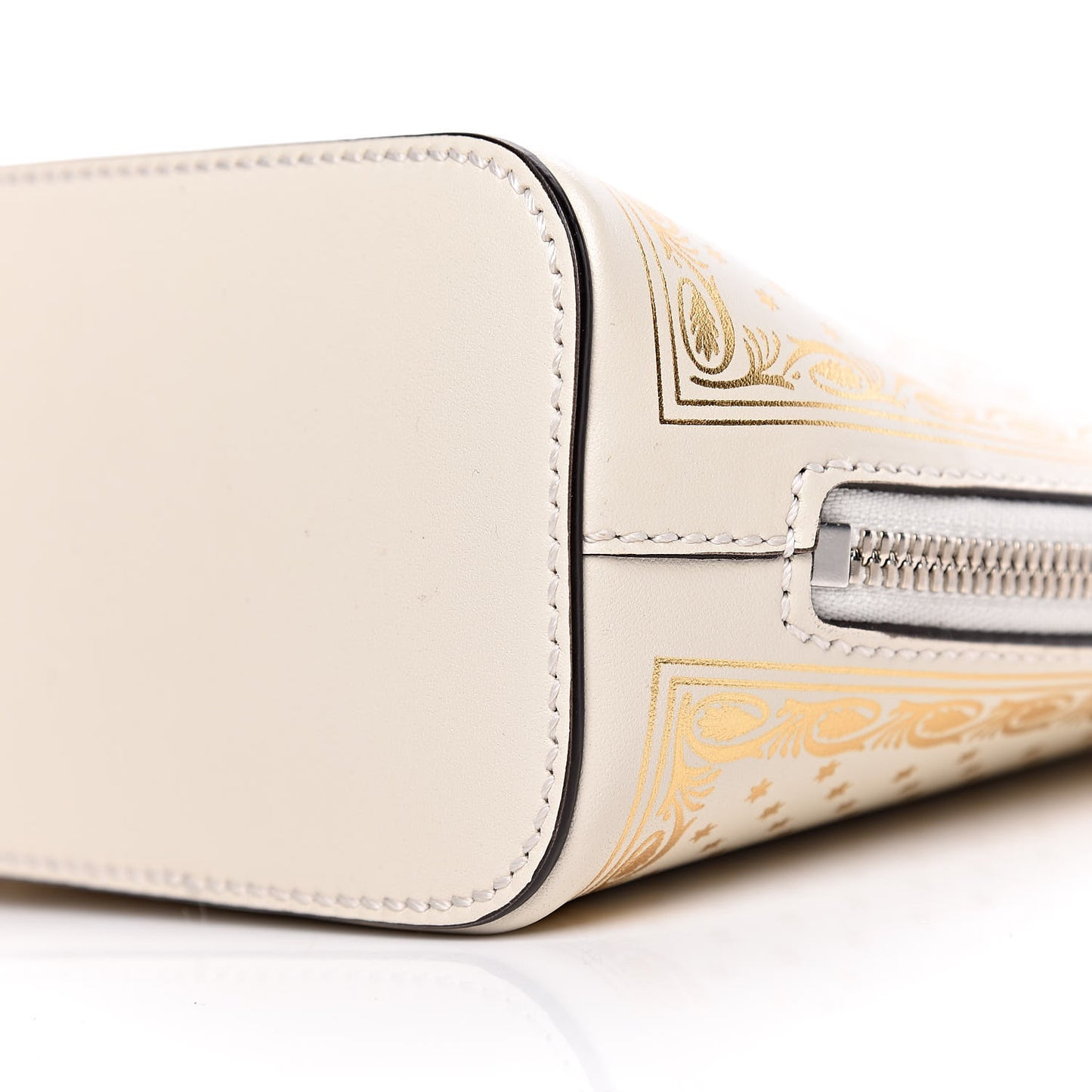 X SEGA Calfskin GUCCY Stars Mini Dome Shoulder Bag Mystic White Gold