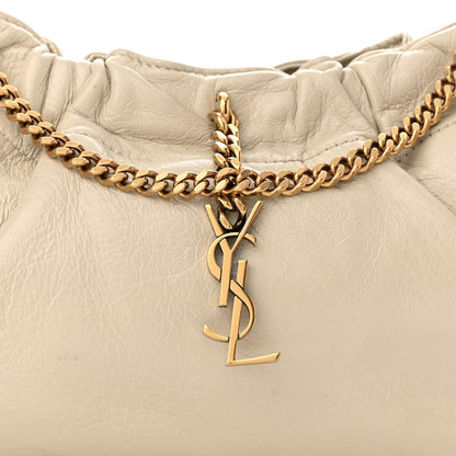 Saint Laurent Calfskin Pac Pac Ruched Hobo Winter White 8 of 10