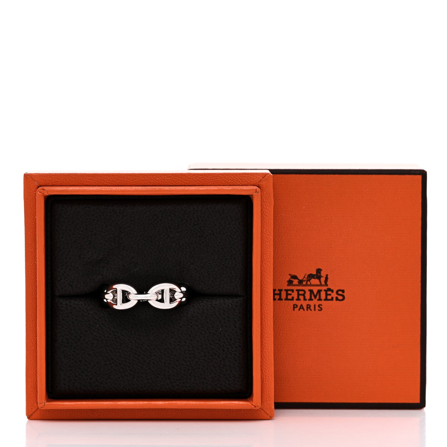 Hermes Sterling Silver PM Chaine d'Ancre Enchainee Band Ring 57 8 7 of 7