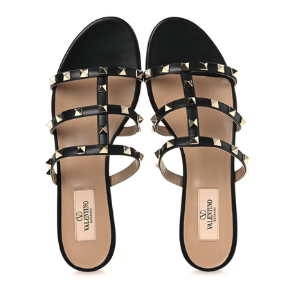 Valentino Garavani Nappa Rockstud Caged Flat Slide Sandals 37.5 Black 2 of 11