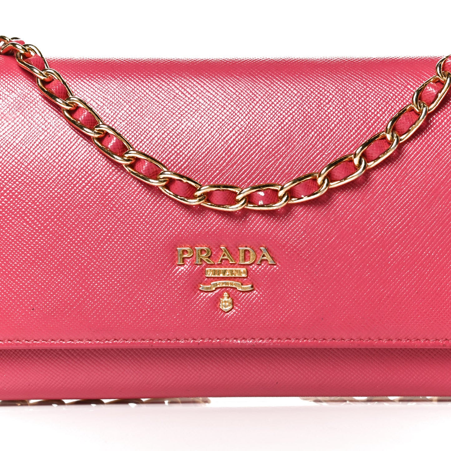 Saffiano Metal Oro Chain Wallet Peonia