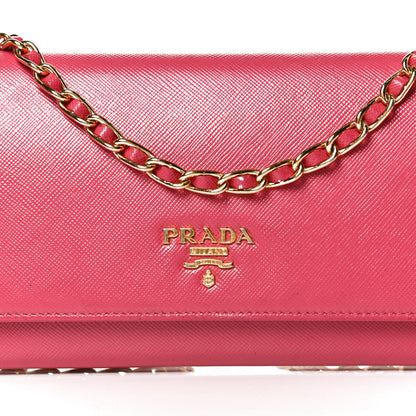 Prada Saffiano Metal Oro Chain Wallet Peonia 7 of 13