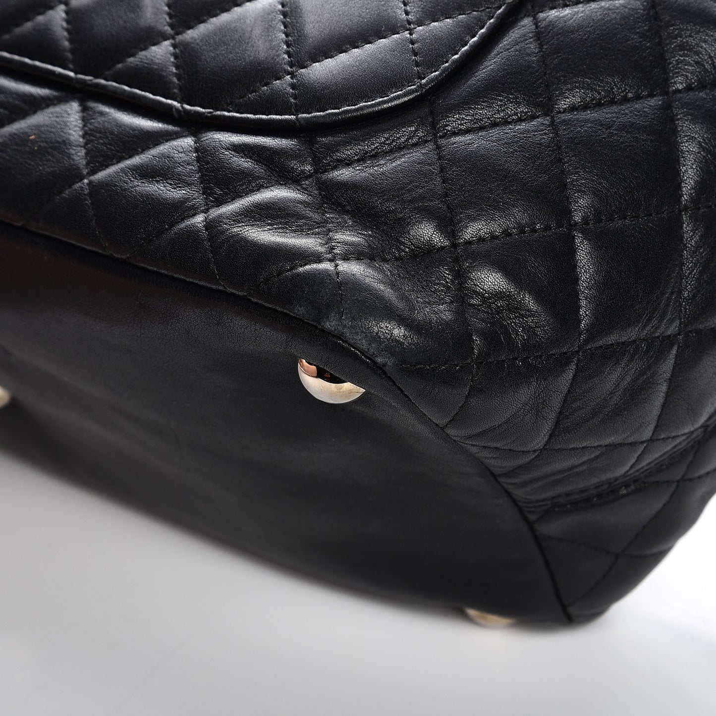 Calfskin Quilted Large Cambon Tote Black White