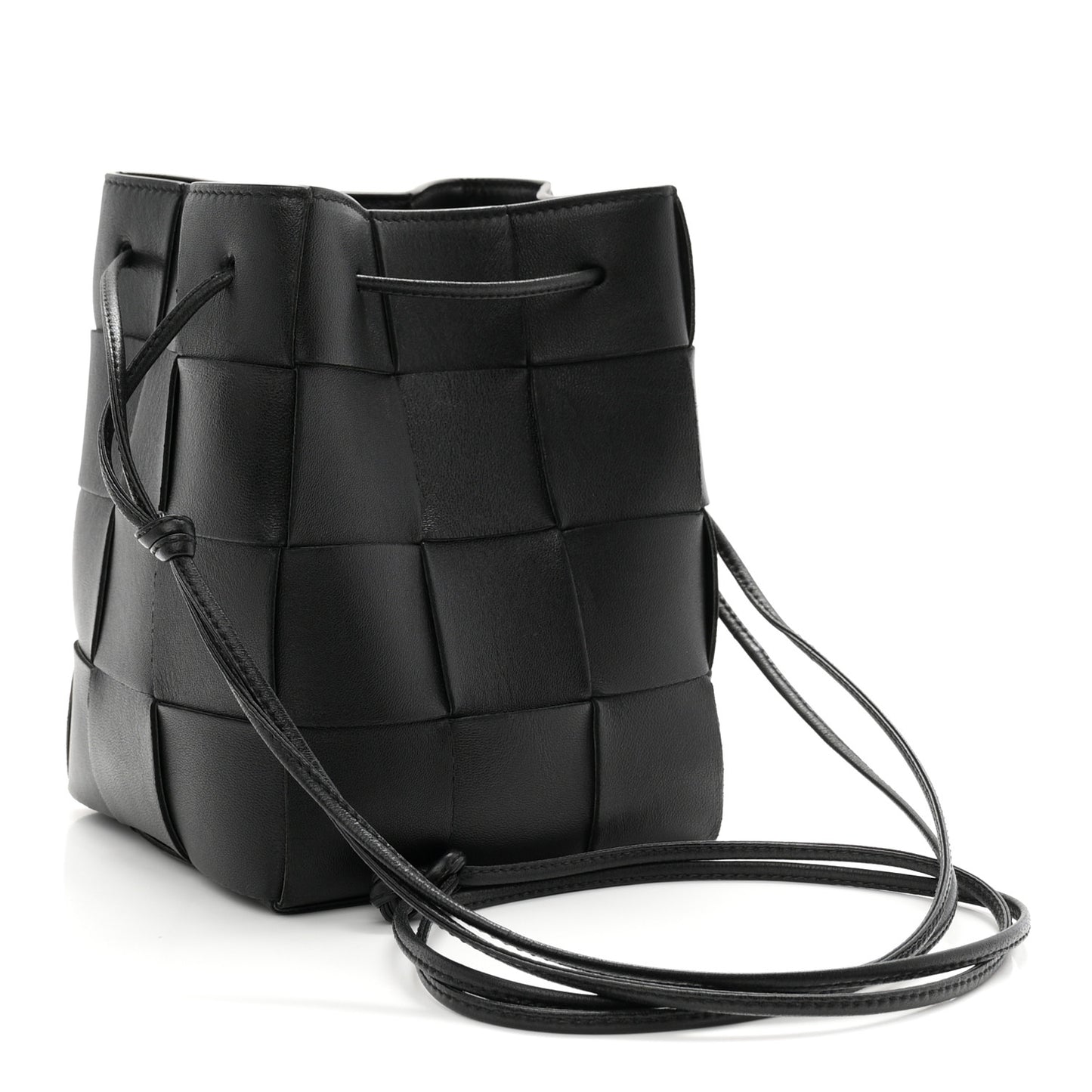 Nappa Maxi Intrecciato Small Cassette Bucket Bag Black