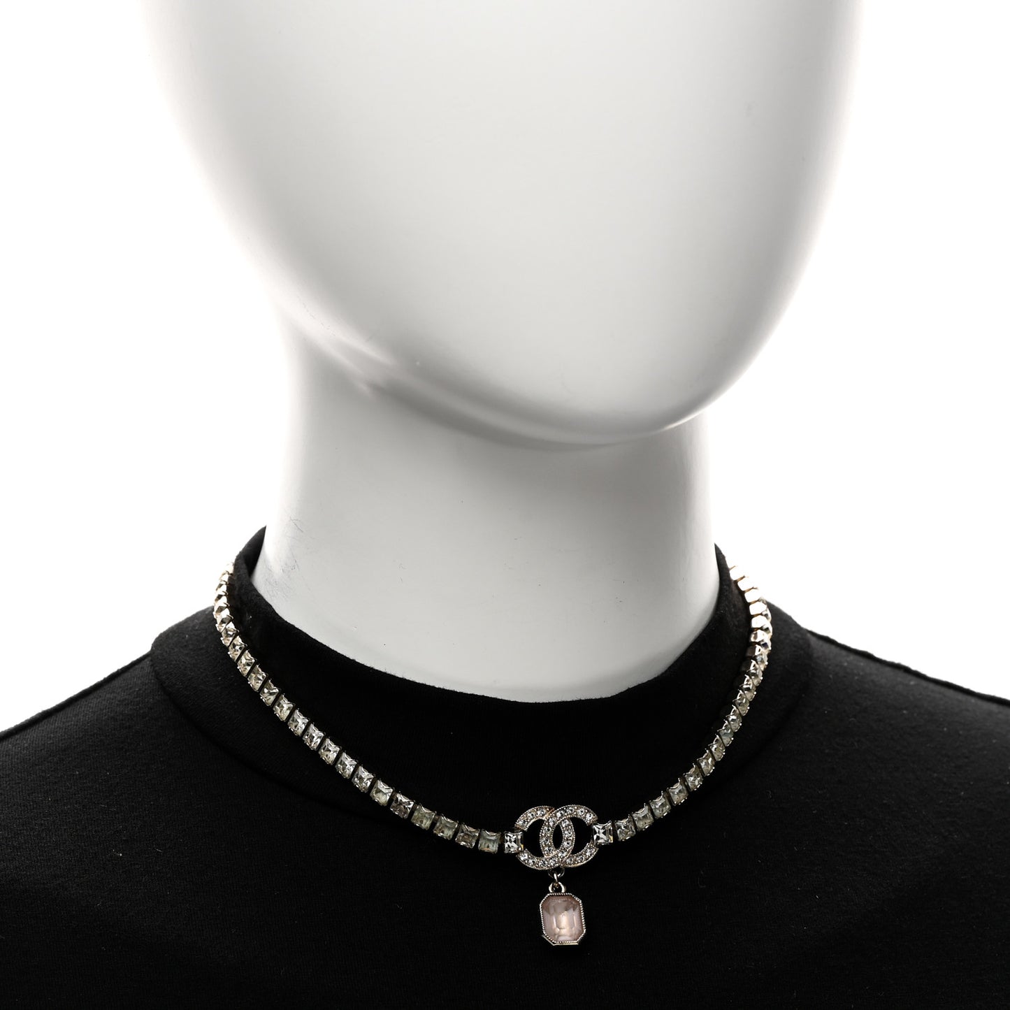 Crystal CC Pendant Choker Gold Pink