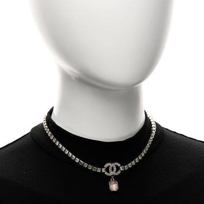 Chanel Crystal CC Pendant Choker Gold Pink 2 of 5