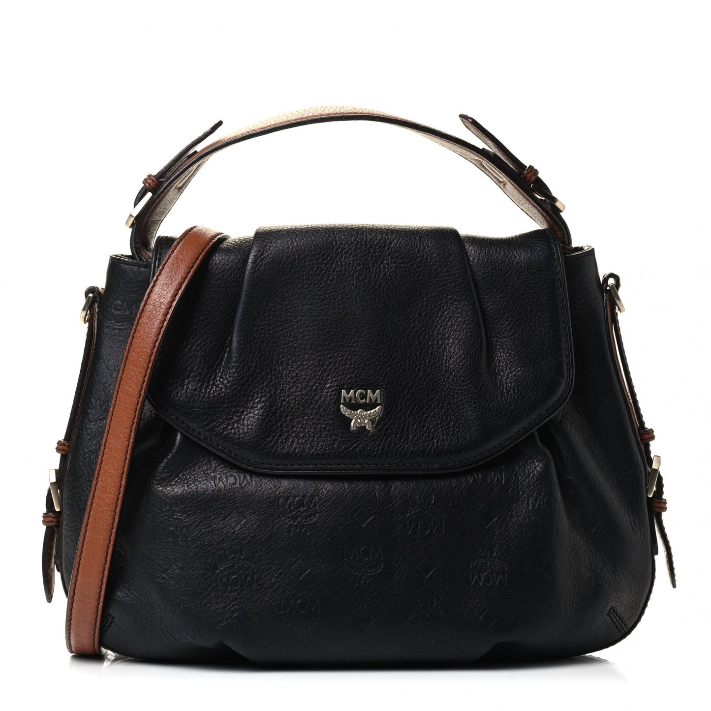 Calfskin Ottomar Monogram Shoulder Bag Black