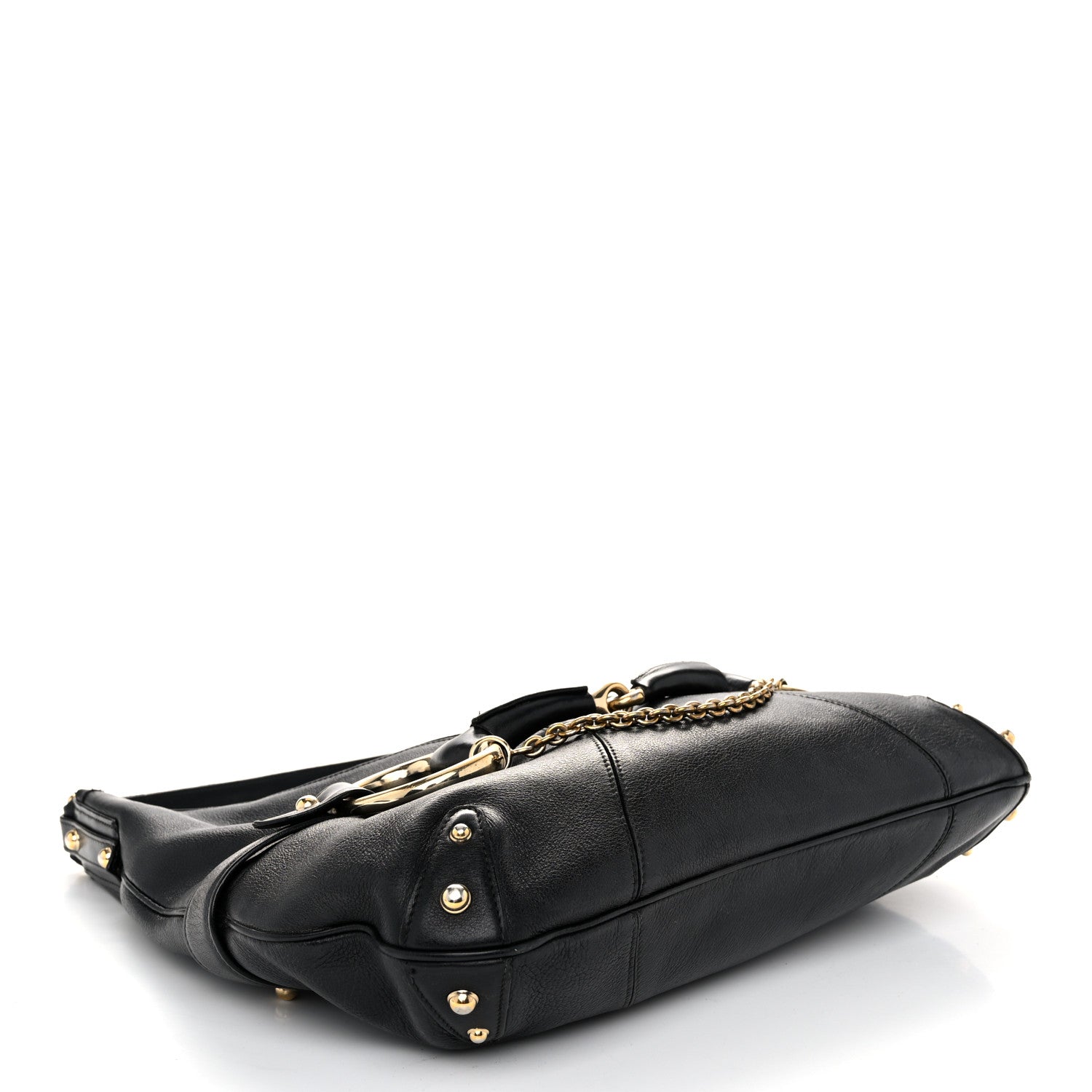 Gucci Calfskin Horsebit Chain Hobo Black 4 of 15