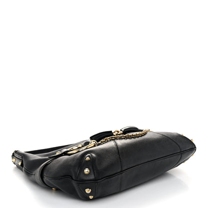 Gucci Calfskin Horsebit Chain Hobo Black 4 of 15