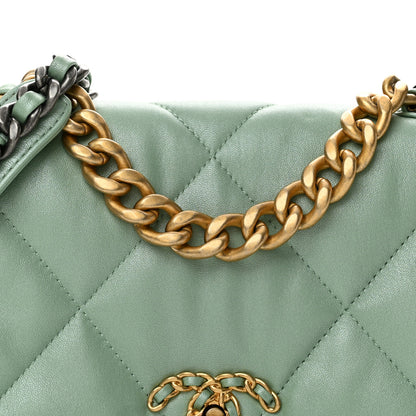 Chanel Shiny Lambskin Quilted Medium Chanel 19 Flap Light Green 8 of 12