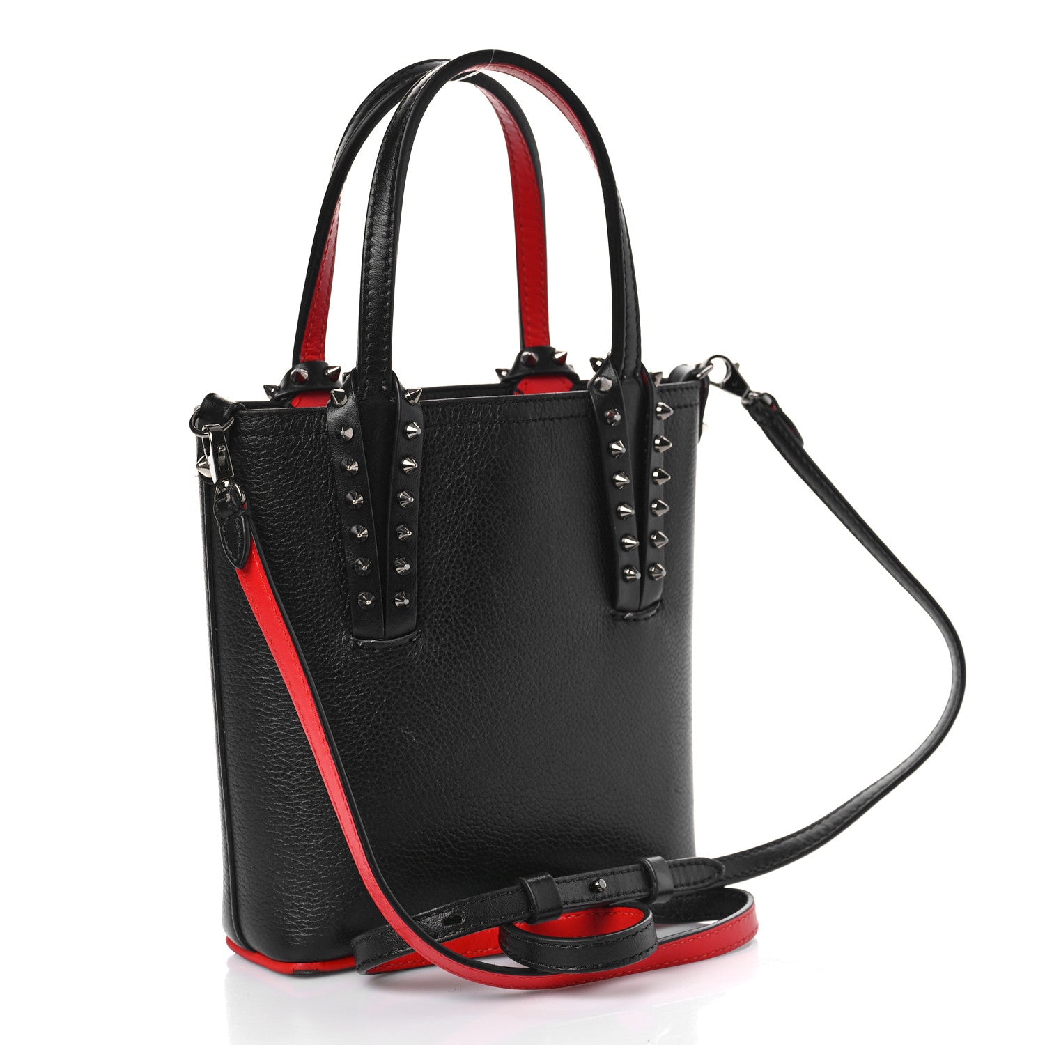 Christian Louboutin Calfskin Spikes Mini North South Cabata Tote Black 3 of 13