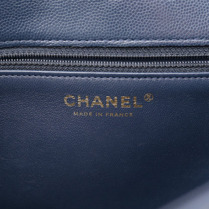 Chanel Caviar Quilted Large Sweet Classic Flap Navy Blue 6 of 11
