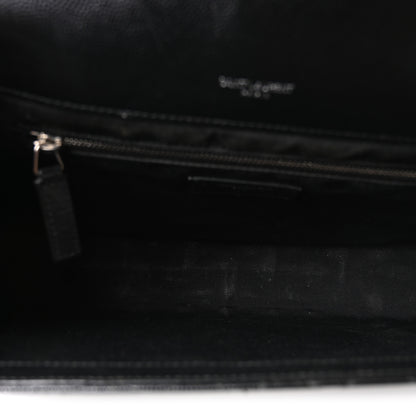 Saint Laurent Grain De Poudre Textured Mixed Matelasse Large Triquilt Monogram Satchel Black 4 of 9