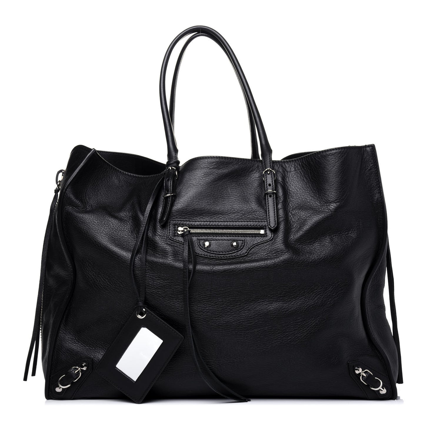 Supple Calfskin Papier A4 Zip Around Tote Black
