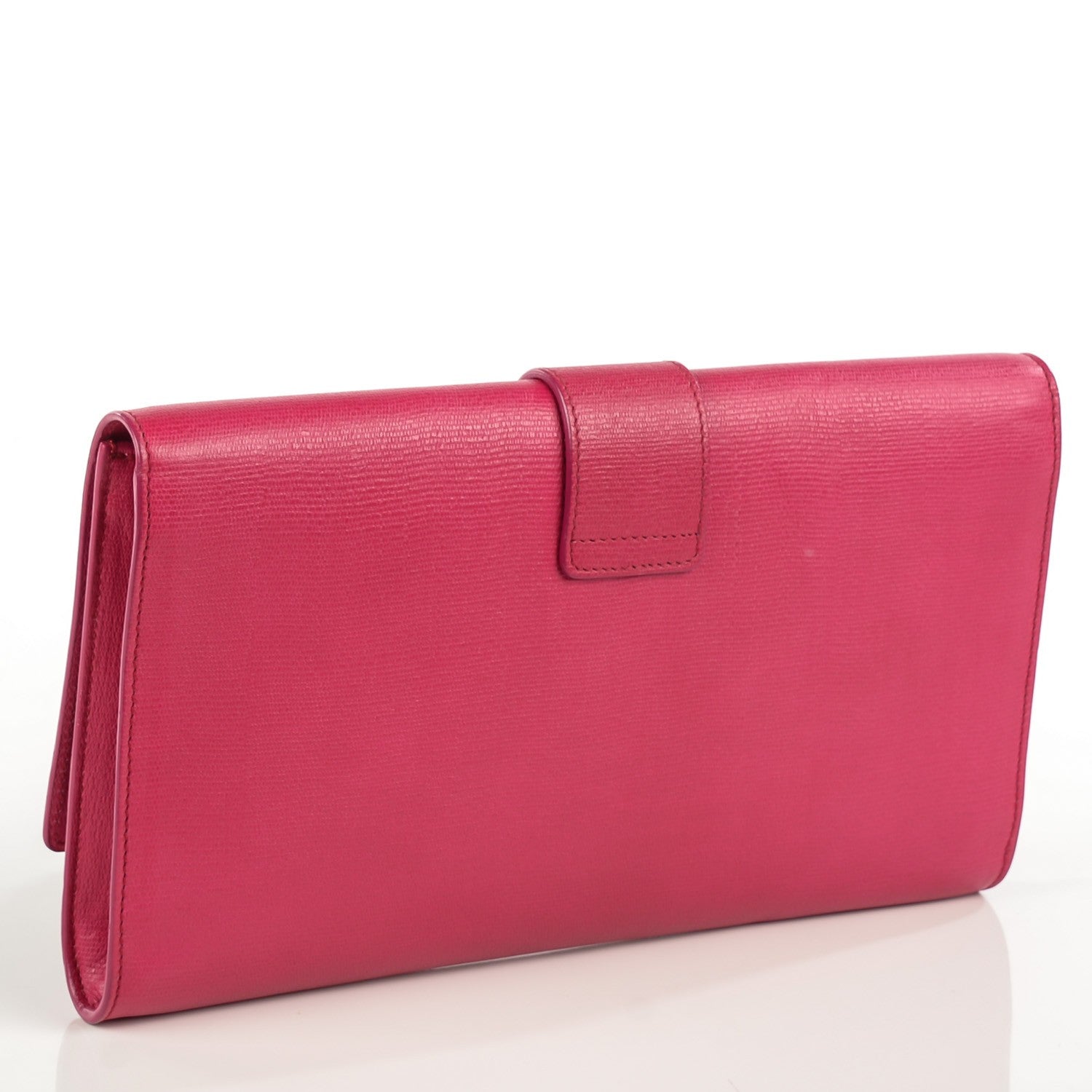 Saint Laurent Textured Calfskin Y Ligne Clutch Fuchsia 3 of 7