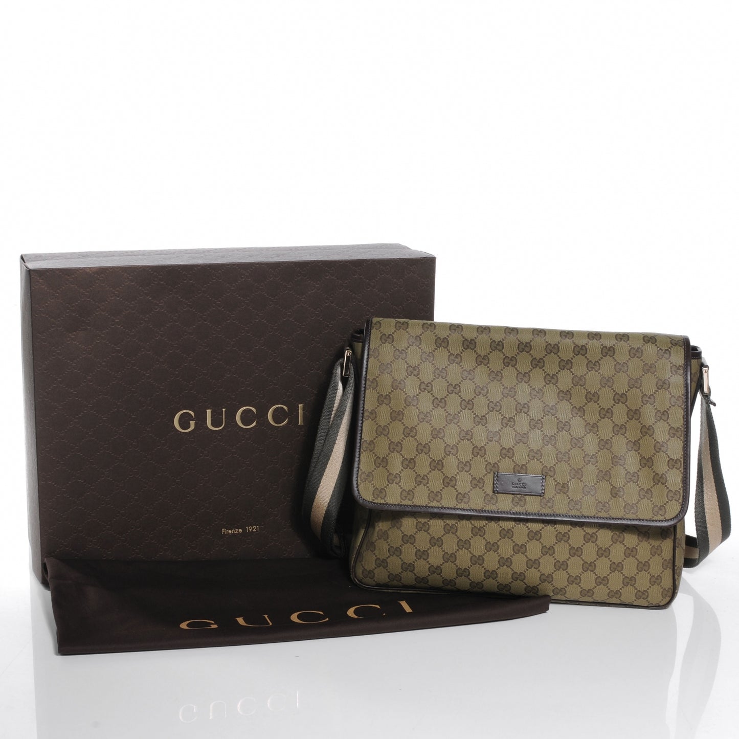 Monogram Medium Flap Messenger Bag Beige