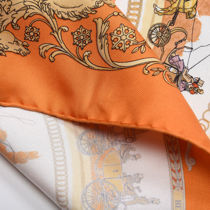 Hermes Silk La Promenade De Longchamps Pocket Square Scarf 4 of 6