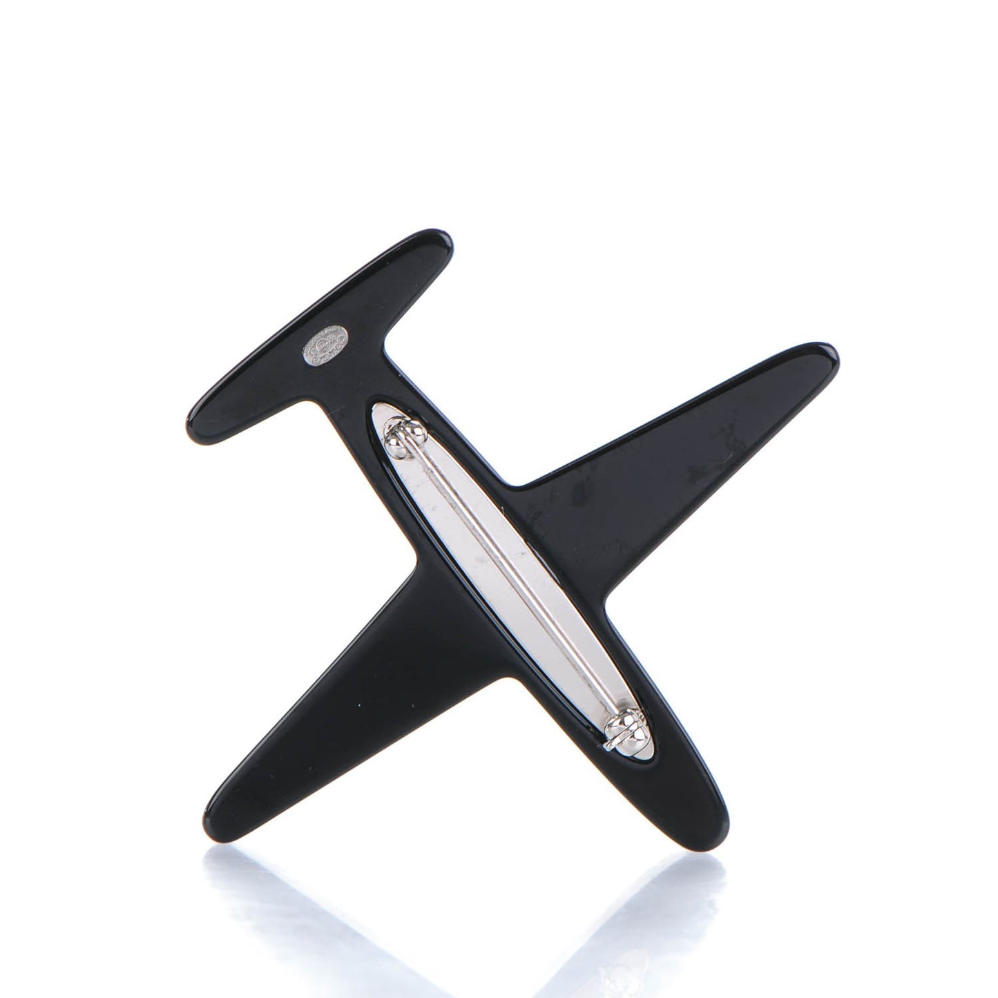 Resin Striped CC Airplane Brooch Blue Red