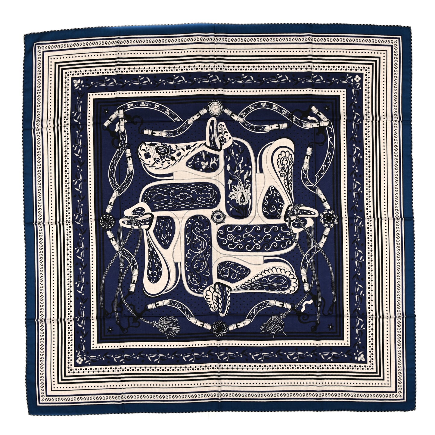 Cashmere Silk Festival Des Amazones Shawl 140 Marine Naturel Black