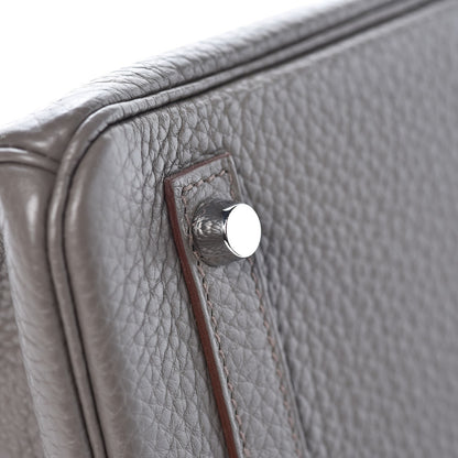 Hermes Taurillon Clemence Birkin 30 Etain 32 of 33