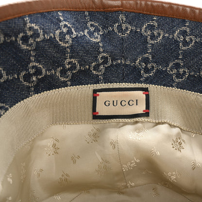 Gucci Washed Jacquard Denim Nappa GG Monogram Oscar Bucket Hat M Denim Cuir 9 of 9