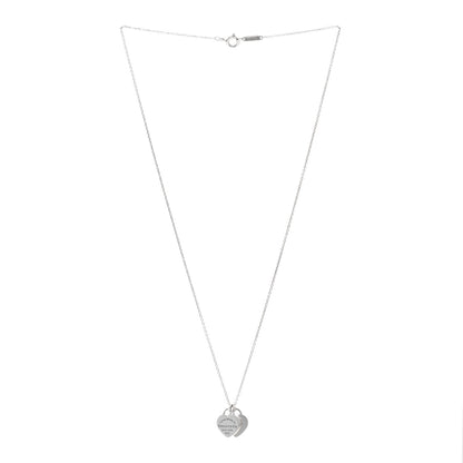 Tiffany Sterling Silver Mini Return to Tiffany Double Heart Tag Pendant Necklace 3 of 4