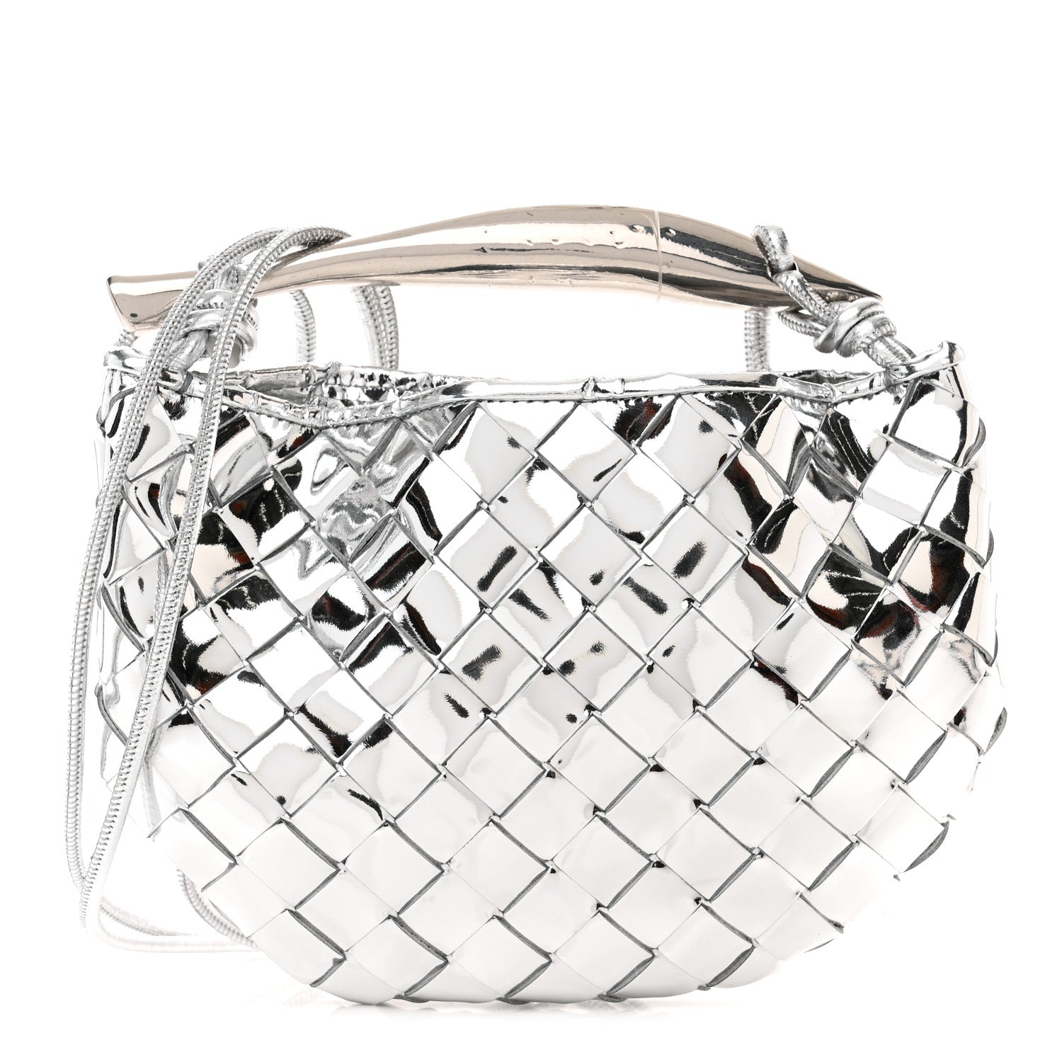 Bottega Veneta Mirror Laminated Nappa Intrecciato Mini Sardine Bag Silver 1 of 9