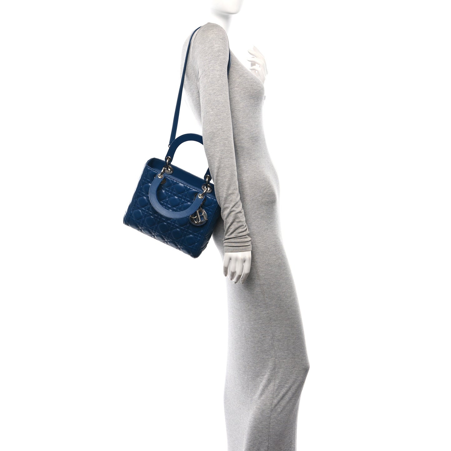 Lambskin Cannage Medium Lady Dior Blue