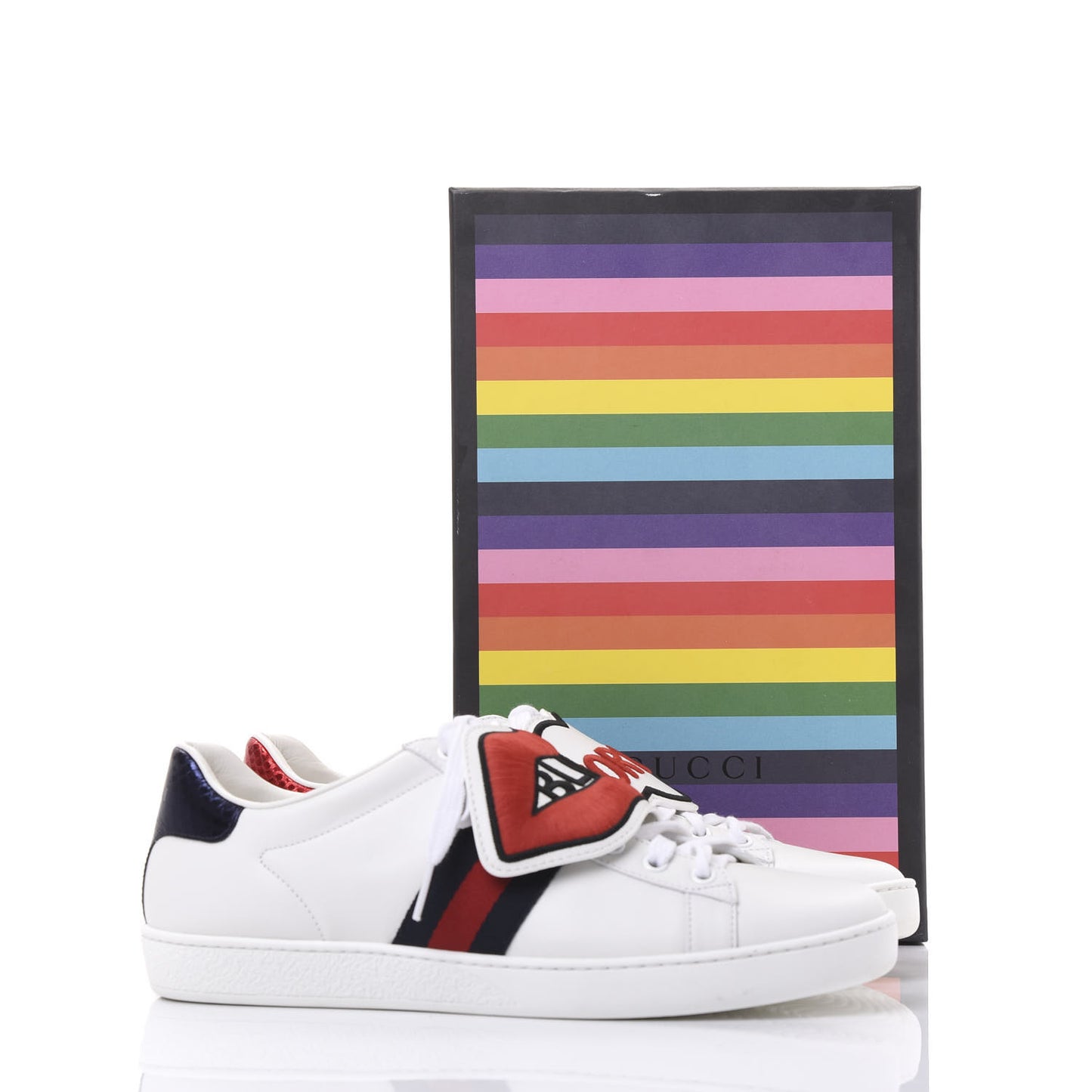 Calfskin Ayers Blind For Love Embroidered Womens Ace Sneakers 39.5 White