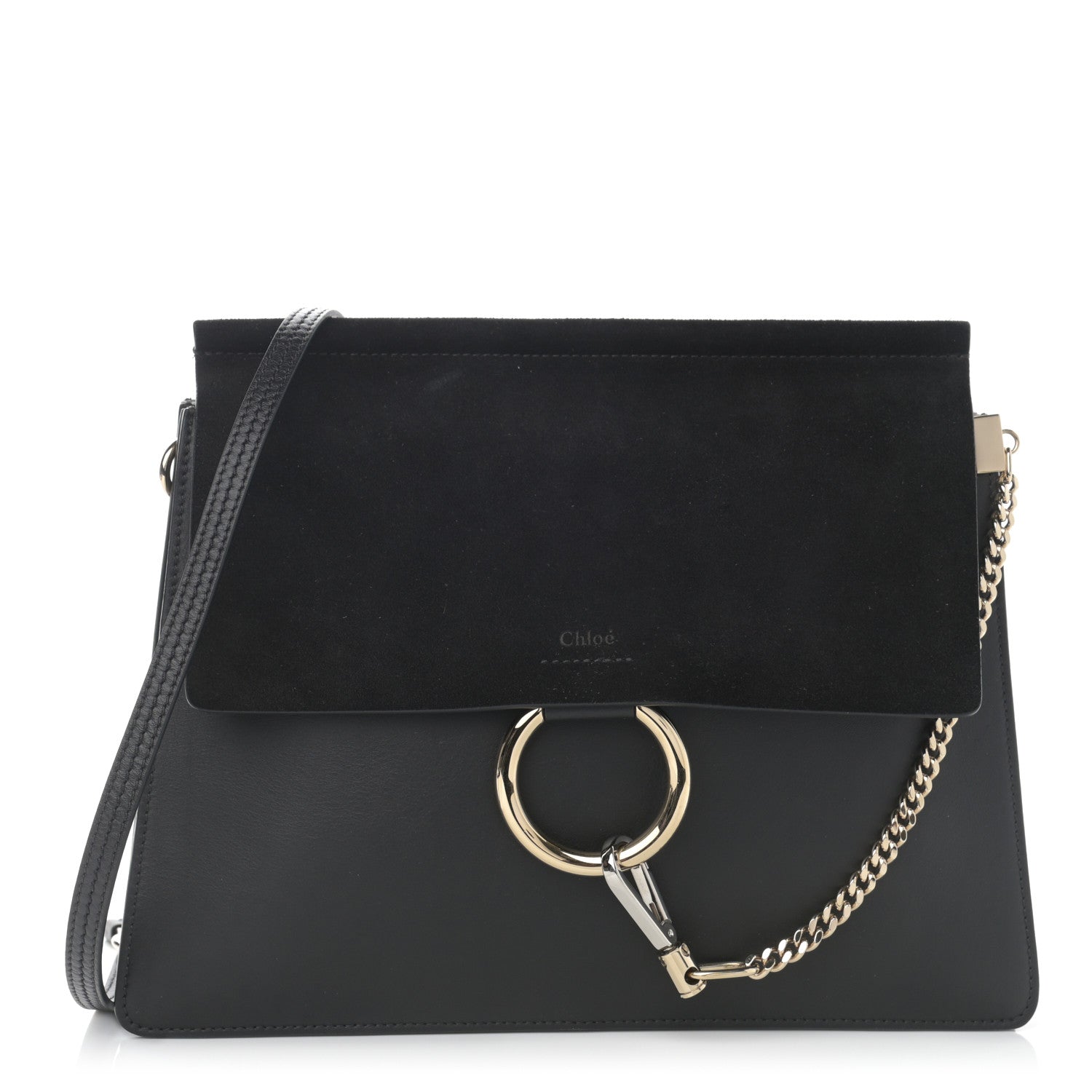 Chloe Suede Calfskin Medium Faye Shoulder Bag Black 1 of 12