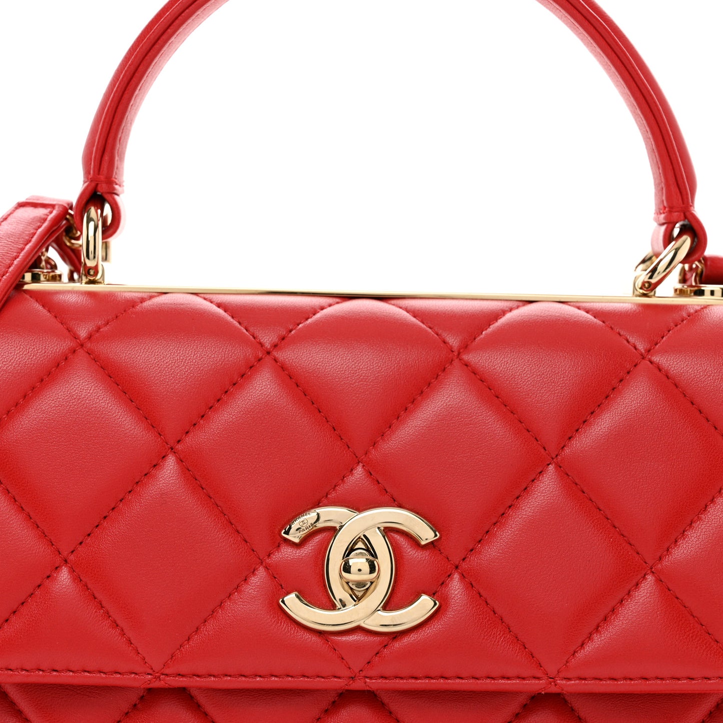 Lambskin Quilted Small Trendy CC Flap Dual Handle Bag Red