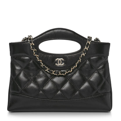 Chanel Shiny Crumpled Calfskin Quilted Nano 31 Shopping Bag Black 1 of 11