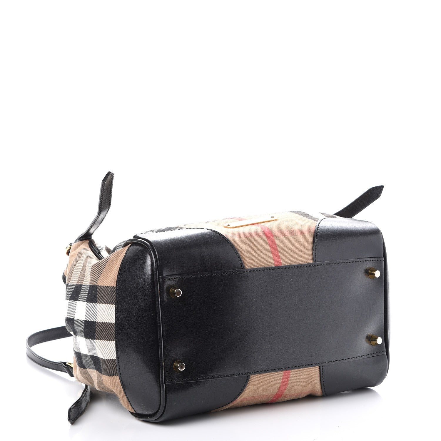 Burberry Bridle Calfskin House Check Small Canterbury Tote Black 4 of 9