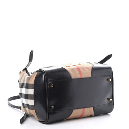 Burberry Bridle Calfskin House Check Small Canterbury Tote Black 4 of 9